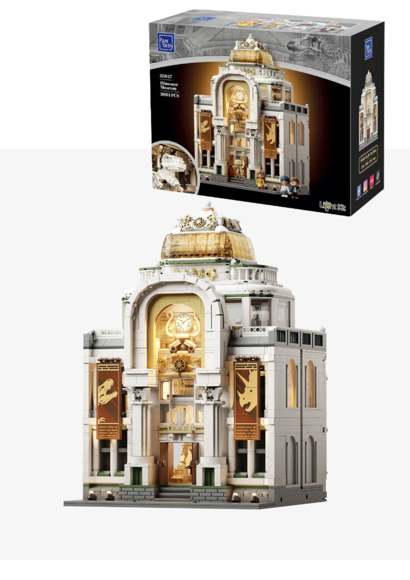 Pantasy 85047 Dinosaurier Museum Baustein Set – 3064 Teile Ausstellungsmodell mit Dino Skeletten
