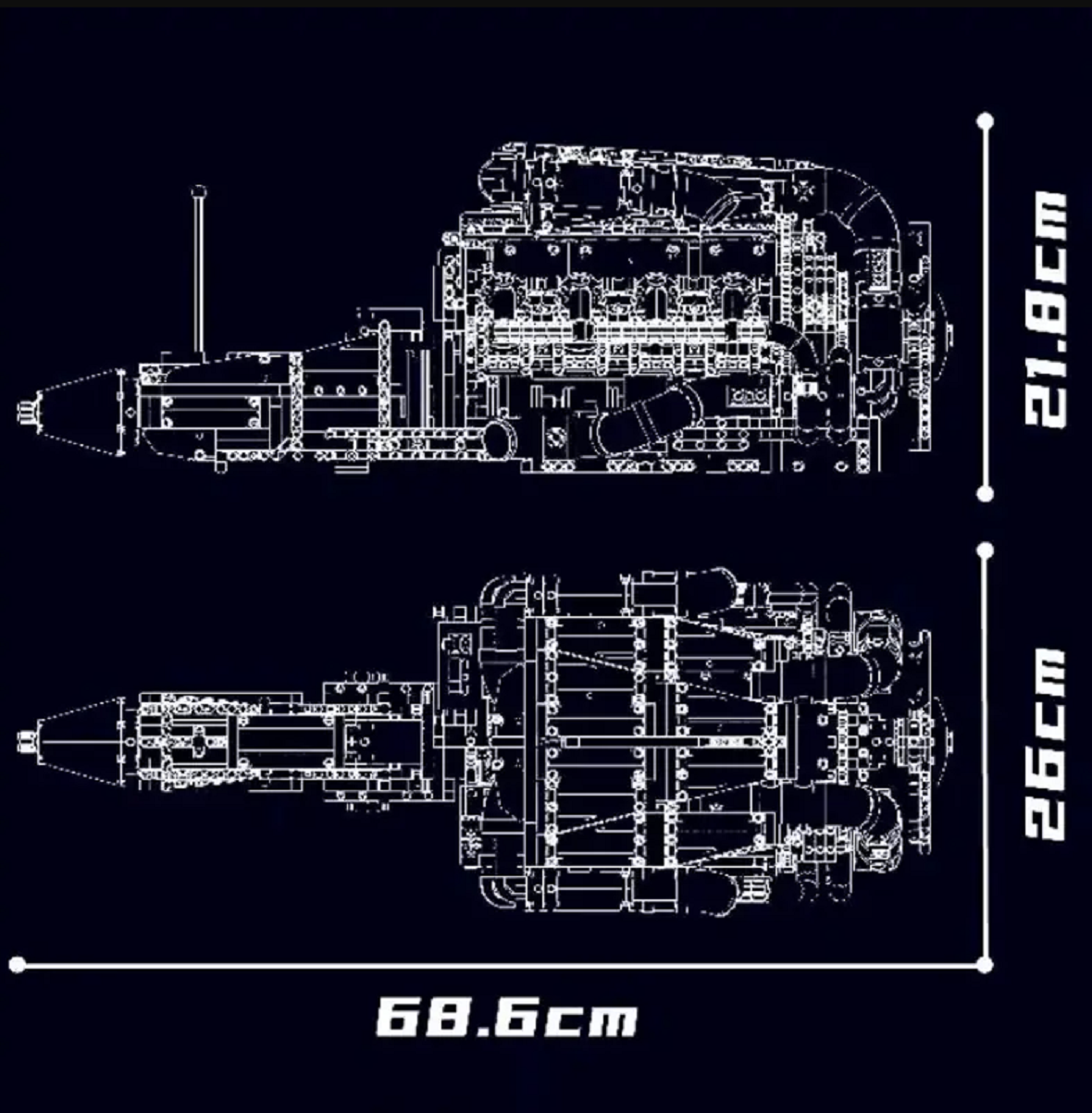Mould King 10168 V8 Biturbo Motor mit 2.899 Teilen