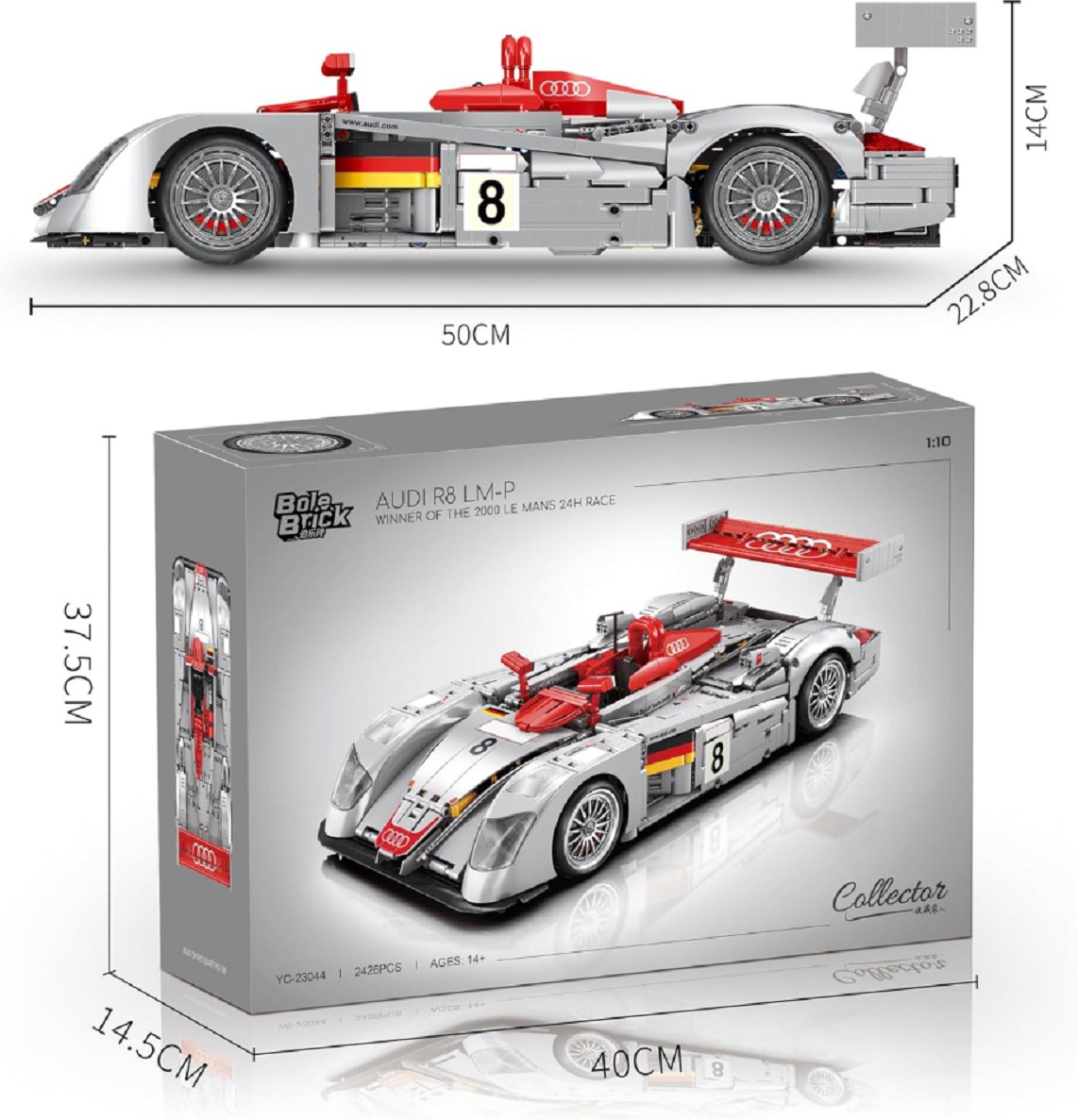 Bole Brick YC-23044 Audi R8 LM-P mit 2.426Teilen