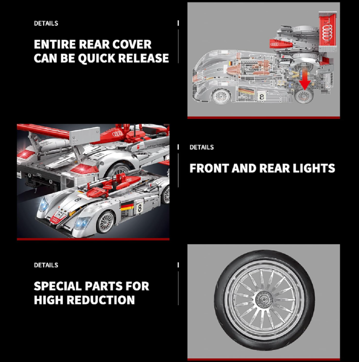 Bole Brick YC-23044 Audi R8 LM-P mit 2.426Teilen