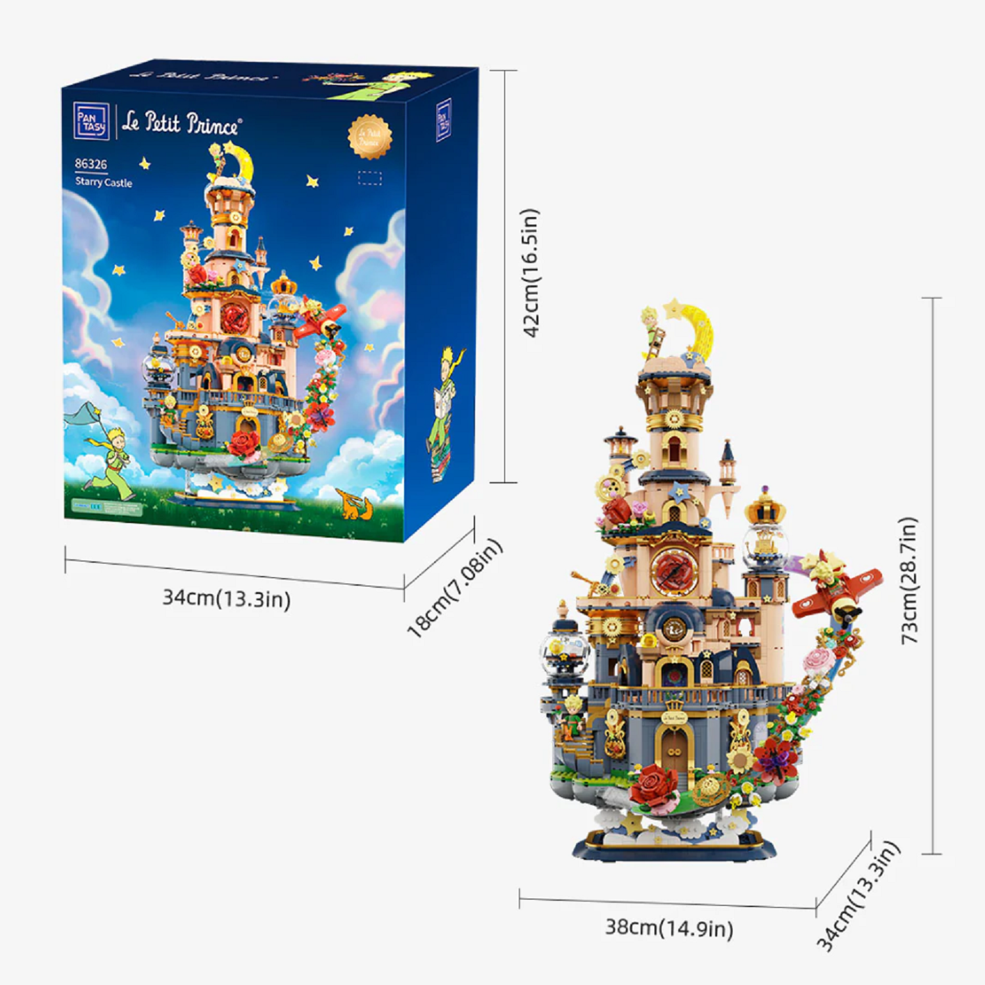 Pantasy 86326 Kleiner Prinz Sternenschloss Klemmbaustein Set – 3302 Teile Märchen Diorama Modell