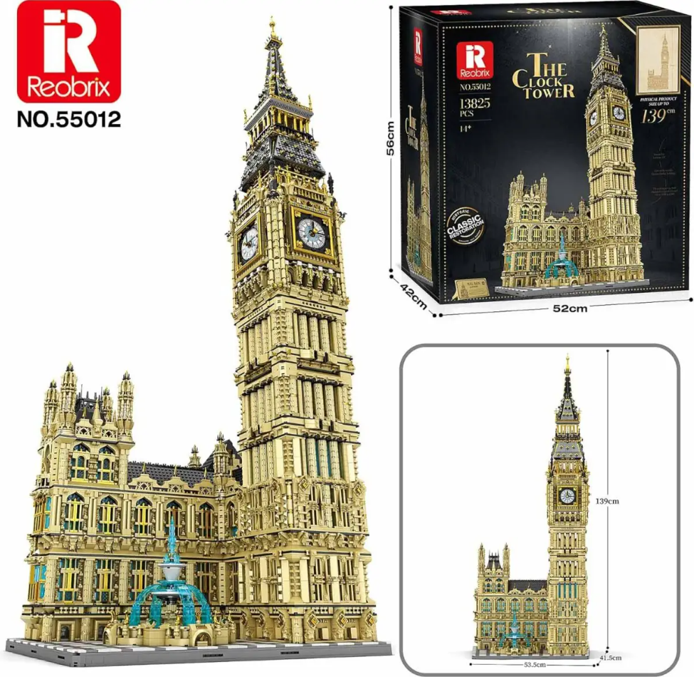 Reobrix 55012 Big Ben Uhrenturm 13.825 Teile - London Architektur Klemmbaustein Set