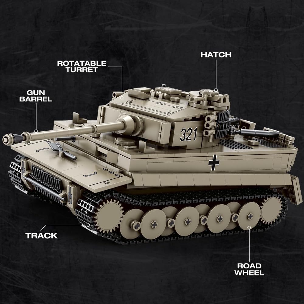 Reobrix 77031 Tiger I Panzer Klemmbaustein Set – 1138 Teile Panzer Modell