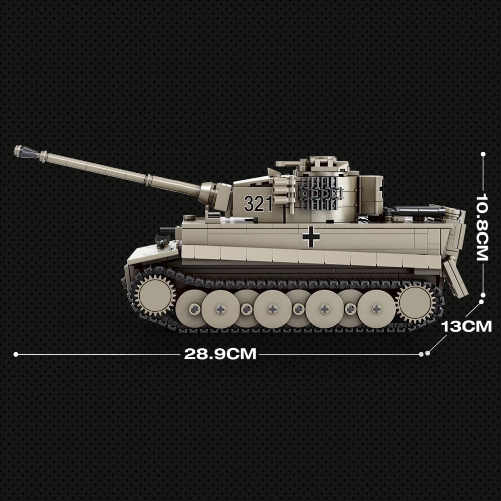 Reobrix 77031 Tiger I Panzer Klemmbaustein Set – 1138 Teile Panzer Modell