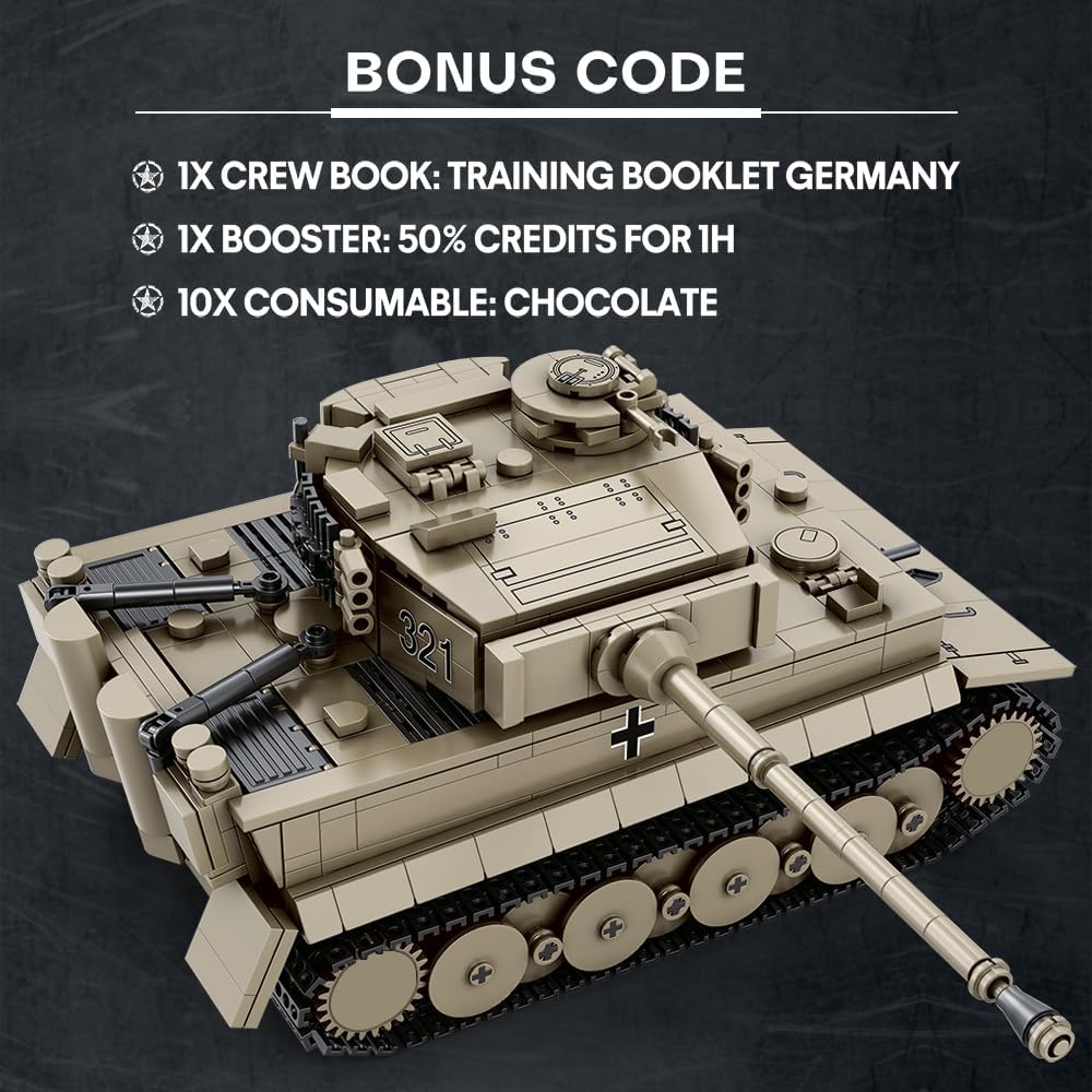 Reobrix 77031 Tiger I Panzer Klemmbaustein Set – 1138 Teile Panzer Modell