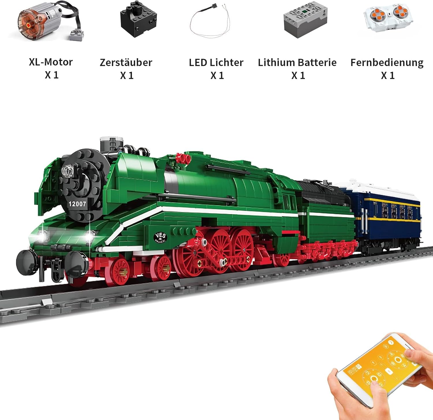 Mould King 12007 German Express Lokomotive 2348 Teile