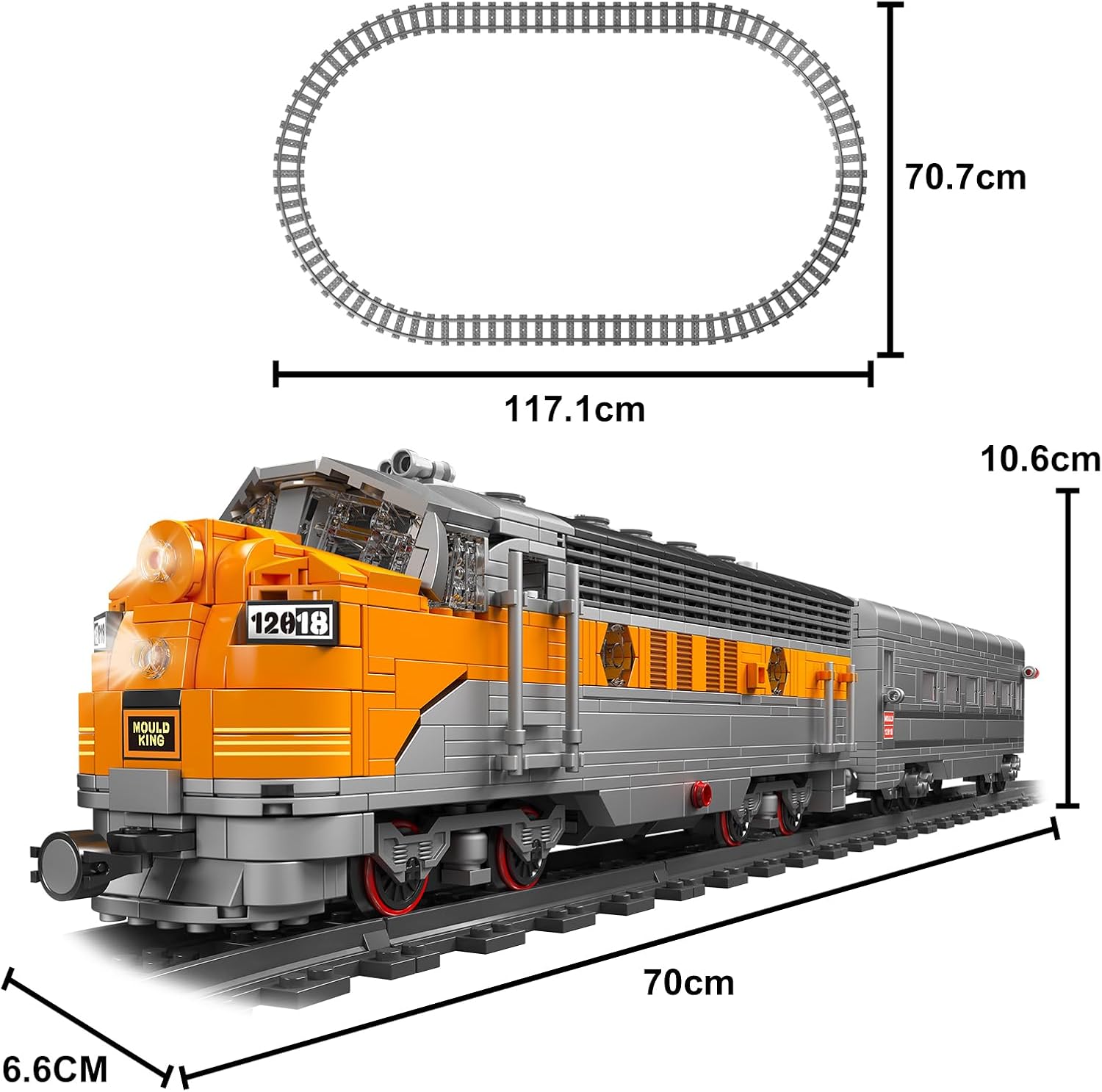 Mould King 12018 USA EMD F7 WP Lokomotive mit 1.541 Teile