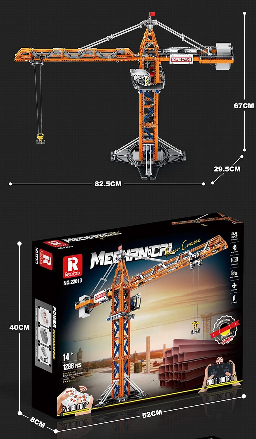 Reobrix 22013 Turmdrehkran 1.288 Teile