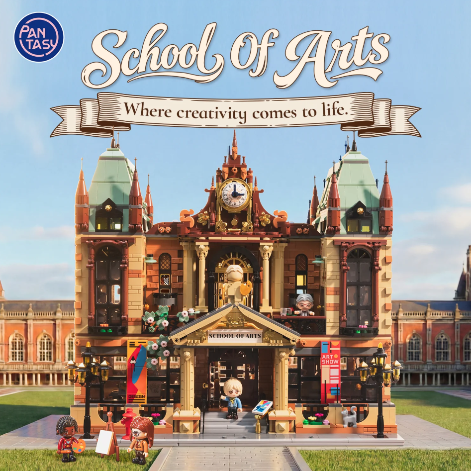 Pantasy 85036 Kunstakademie Baustein Set – Modulares Gebäude Kunstschule mit über 3400 Teilen