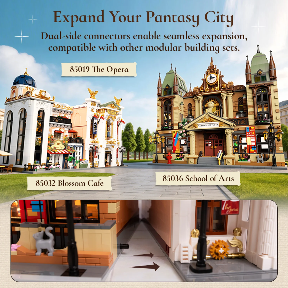 Pantasy 85036 Kunstakademie Baustein Set – Modulares Gebäude Kunstschule mit über 3400 Teilen