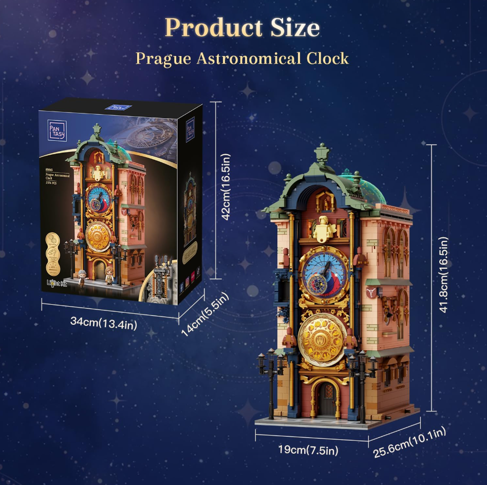 Pantasy 85045 Astronomieturm Baustein Set – Pražský orloj - Prager Rathausuhr Modell mit 2441 Teilen