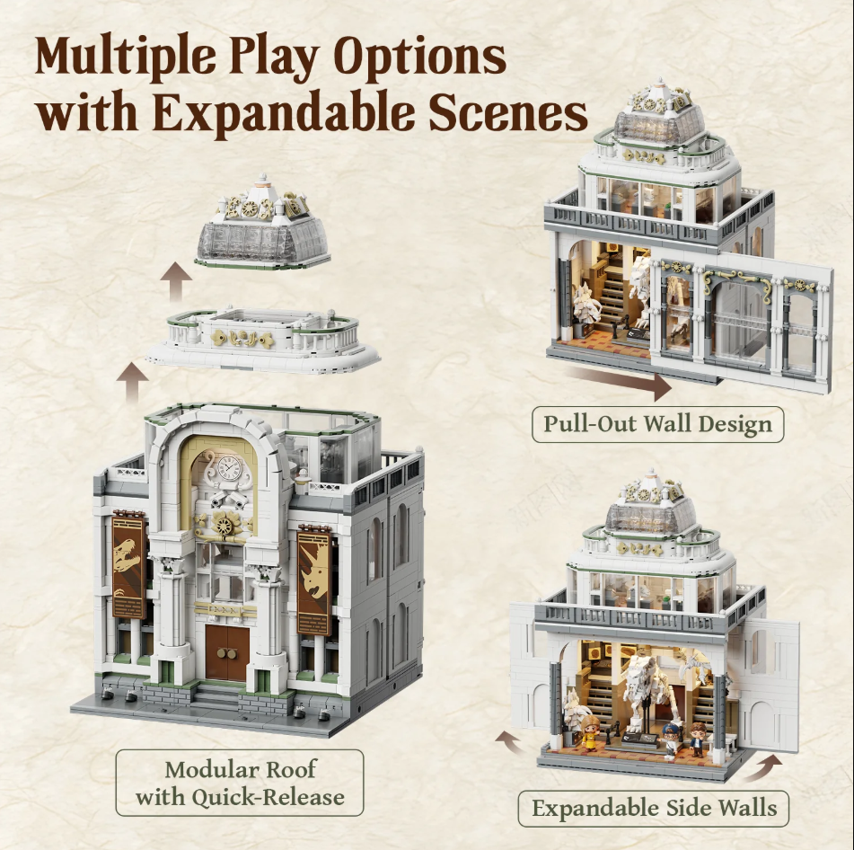 Pantasy 85047 Dinosaurier Museum Baustein Set – 3064 Teile Ausstellungsmodell mit Dino Skeletten