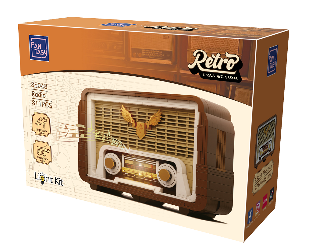 Pantasy 85048 Retro Radio Baustein Modell – Vintage Musikplayer, 811 Teile