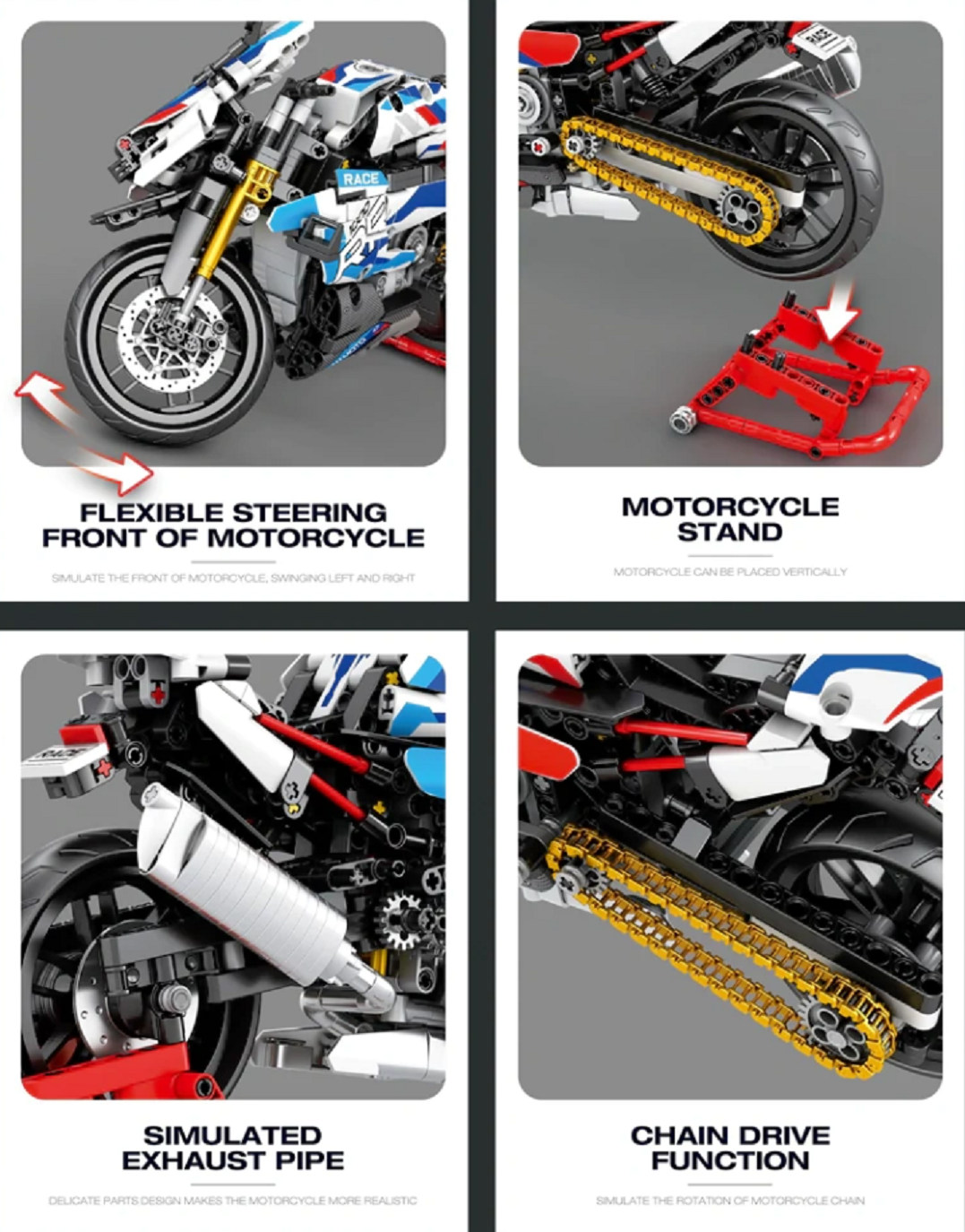 Reobrix 99040 Moto League Superbike Baustein Set – M 1000 RR Modell