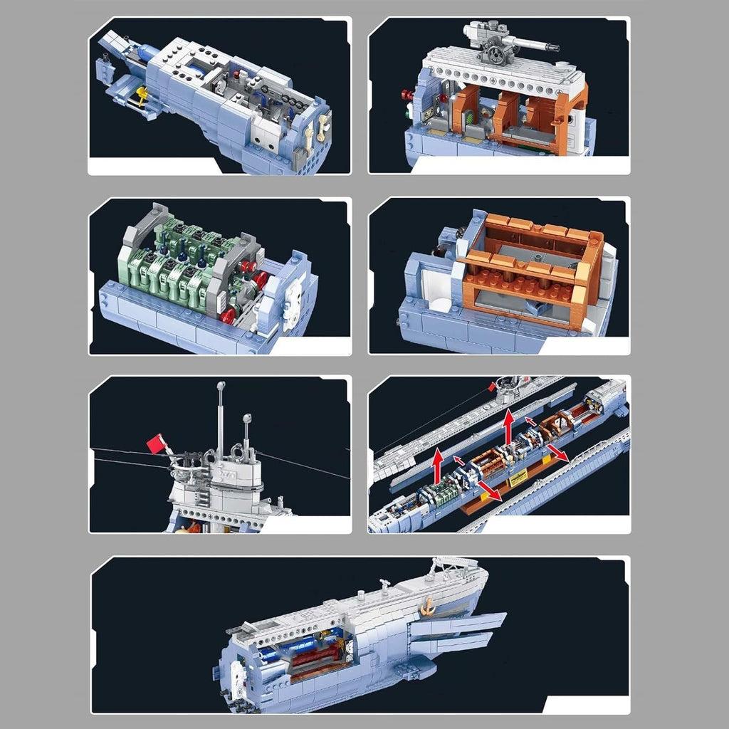 Panlos 628011 VIIC Submarine U-552 Klemmbaustein Set – 6712 Teile U-Boot