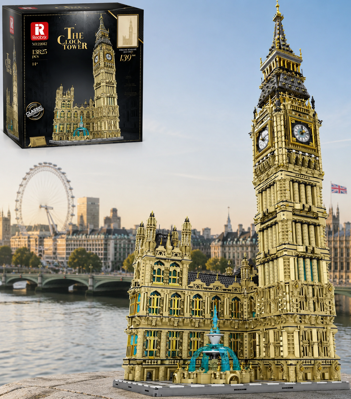 Reobrix 55012 Big Ben Uhrenturm 13.825 Teile - London Architektur Klemmbaustein Set