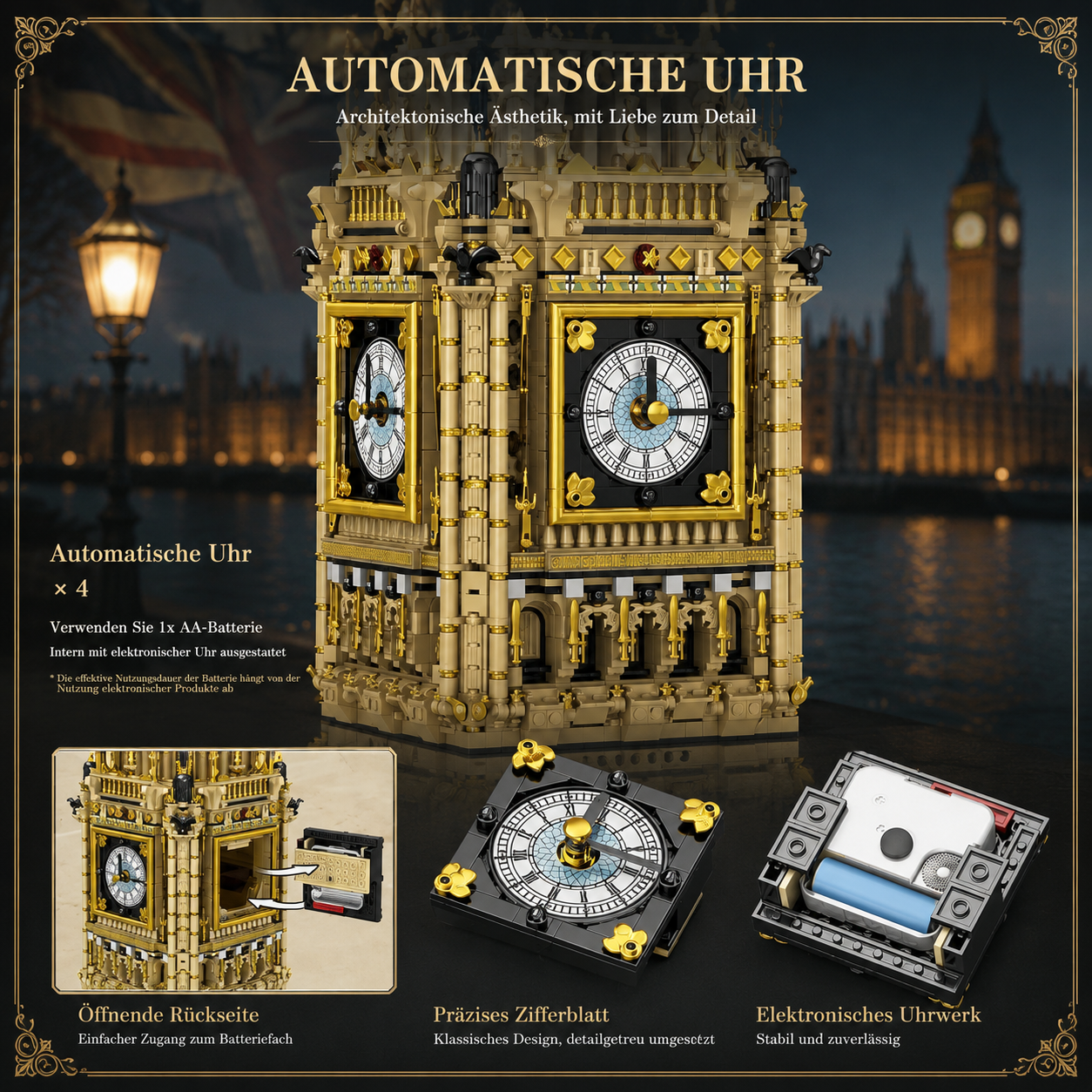 Reobrix 55012 Big Ben Uhrenturm 13.825 Teile - London Architektur Klemmbaustein Set