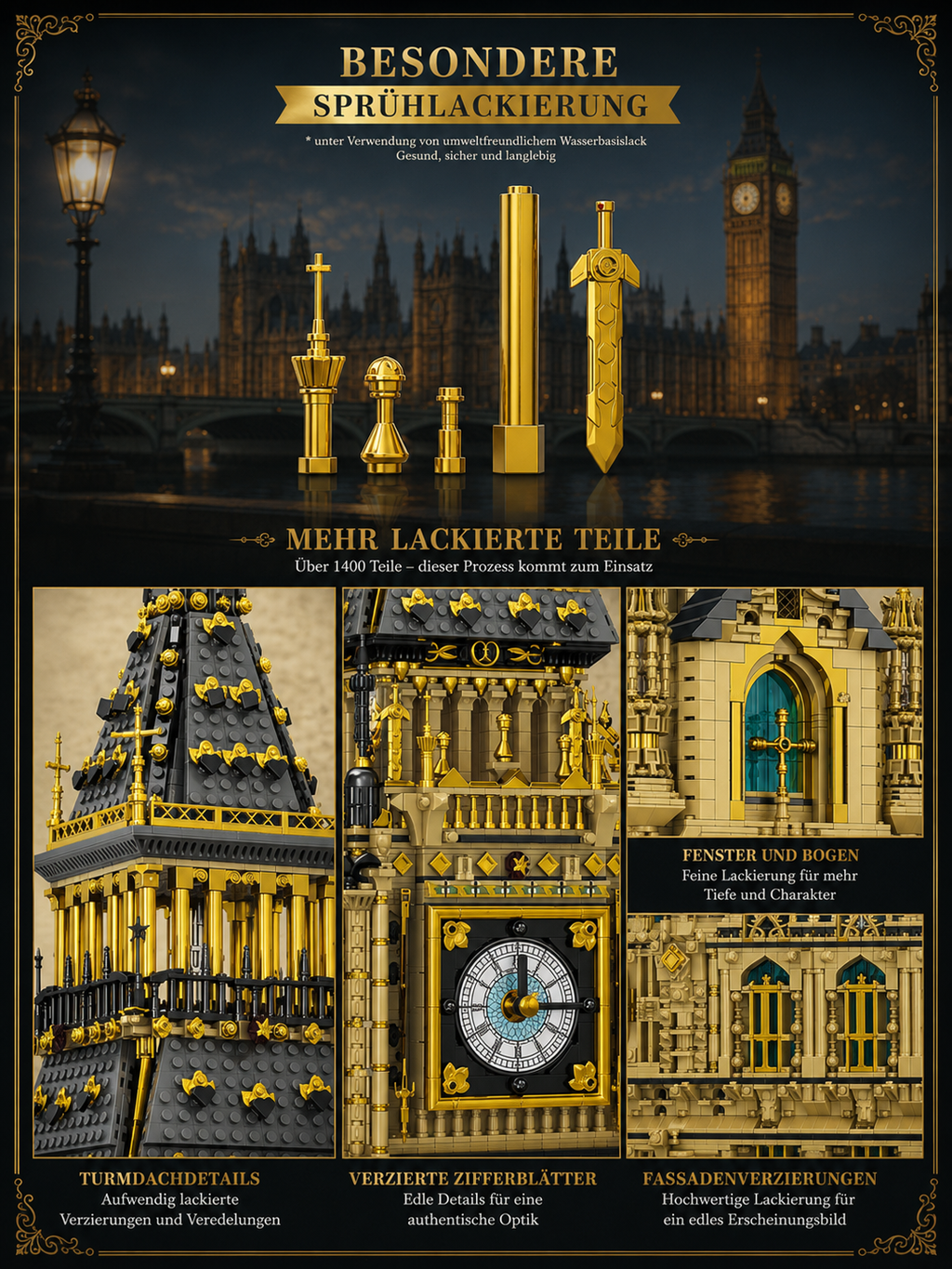 Reobrix 55012 Big Ben Uhrenturm 13.825 Teile - London Architektur Klemmbaustein Set