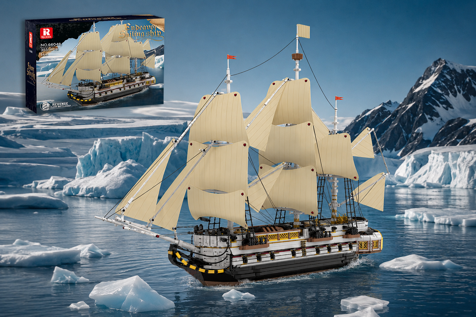 Reobrix 66048 HMS Endeavour Segelschiff 3.555 Teile - Klemmbaustein Set