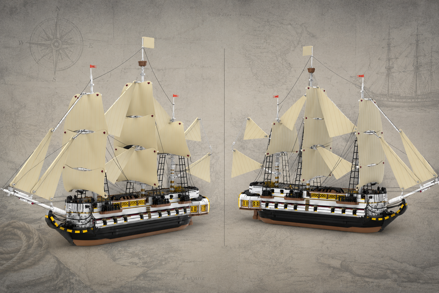 Reobrix 66048 HMS Endeavour Segelschiff 3.555 Teile - Klemmbaustein Set