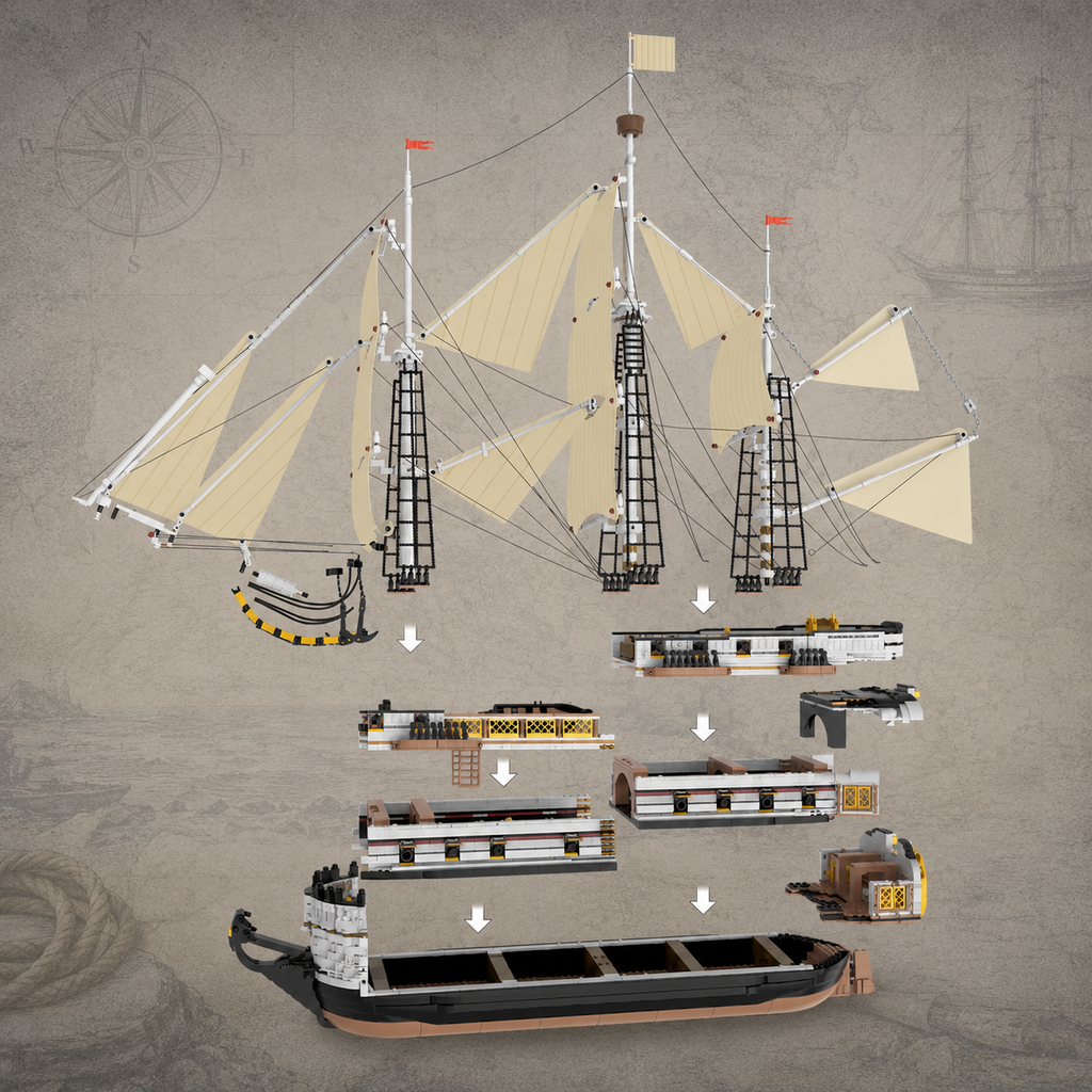Reobrix 66048 HMS Endeavour Segelschiff 3.555 Teile - Klemmbaustein Set