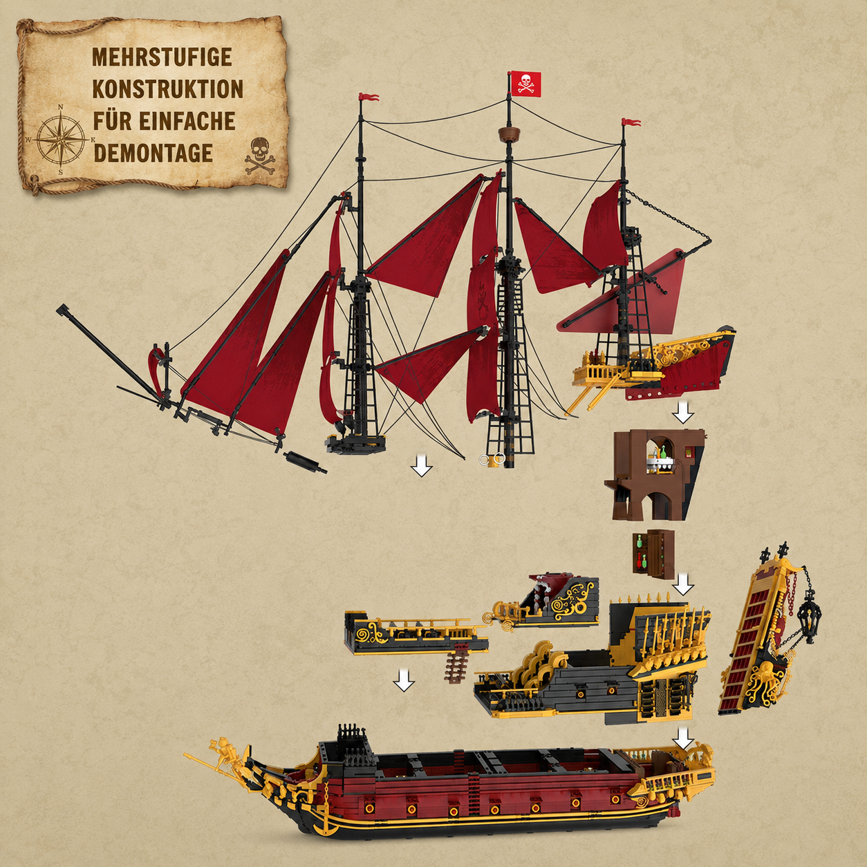 Reobrix 66048 Revenge Segelschiff 5.666 Teile - Klemmbaustein Set