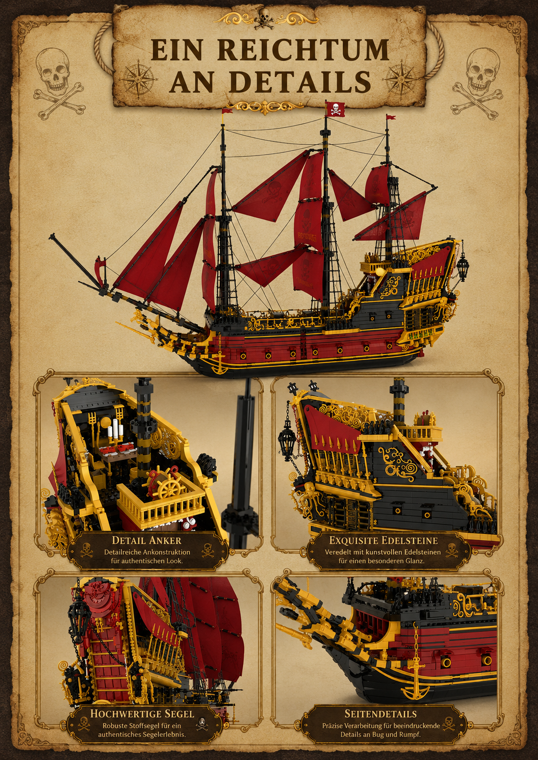 Reobrix 66048 Revenge Segelschiff 5.666 Teile - Klemmbaustein Set