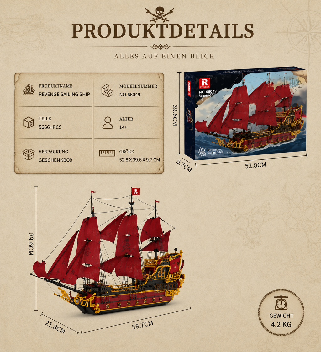 Reobrix 66048 Revenge Segelschiff 5.666 Teile - Klemmbaustein Set