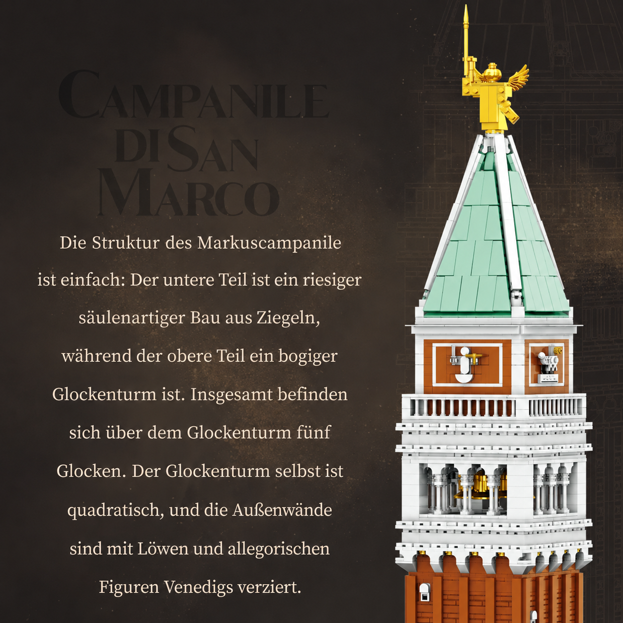 Reobrix 55013 Campanile Di San Marco 3.903 Teile Architektur Baustein Set