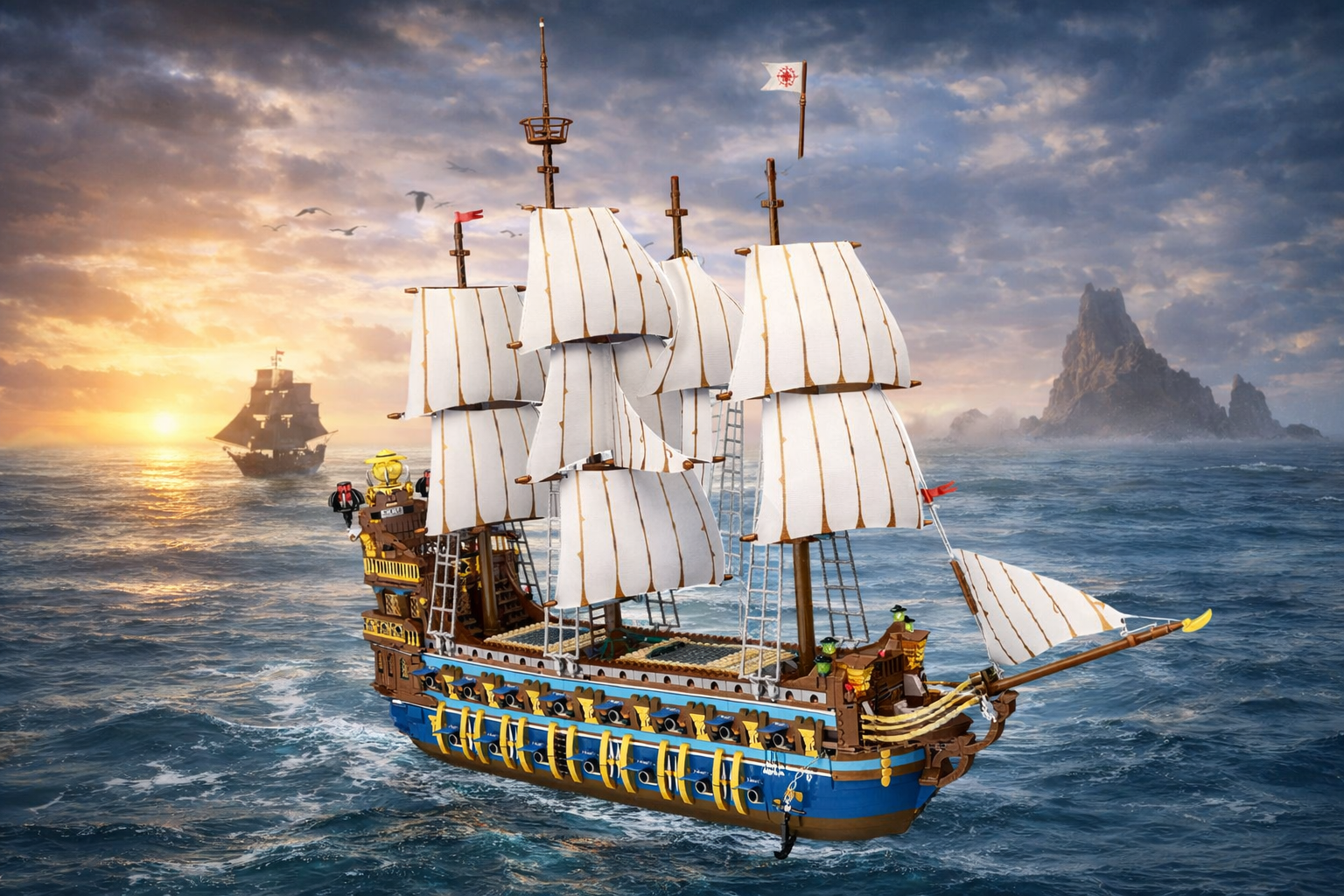 Reobrix 66011 Dreimaster The Sun Segelschiff 2.830 Teile