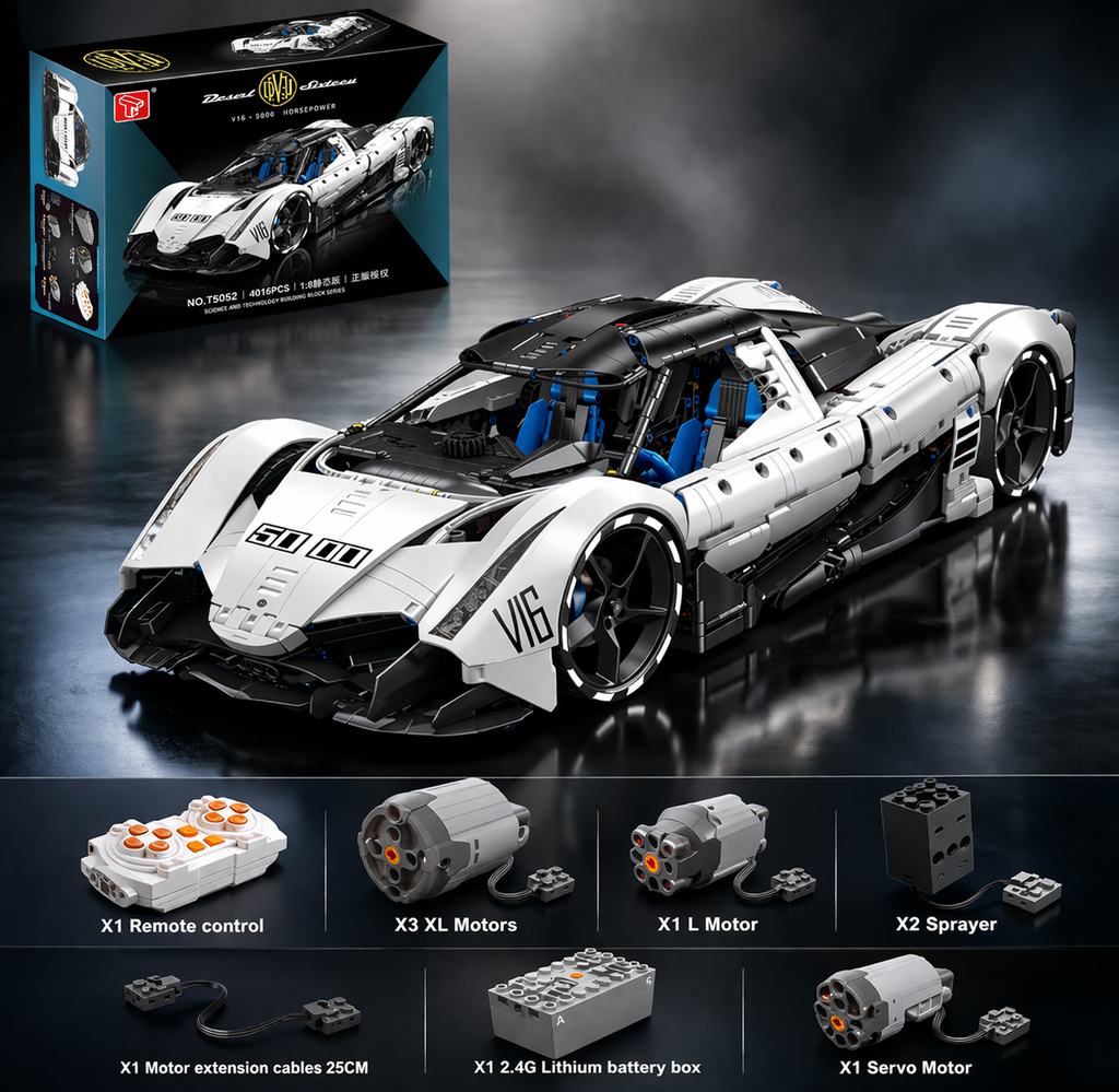 TaiGaoLe T5052 Devel Sixteen Baustein Set mit Fernsteuerung – 4016 Teile RC Hypercar Modell