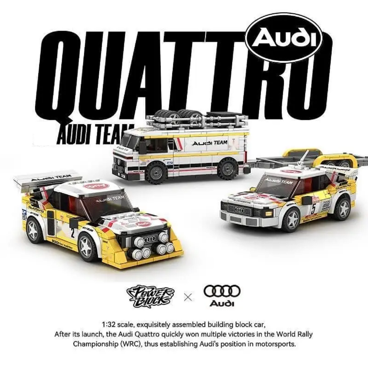 Bole Brick PB8812 Audi Sport Quattro S1 Baustein Set – 3-in-1 Rallye Modell mit 1401 Teilen