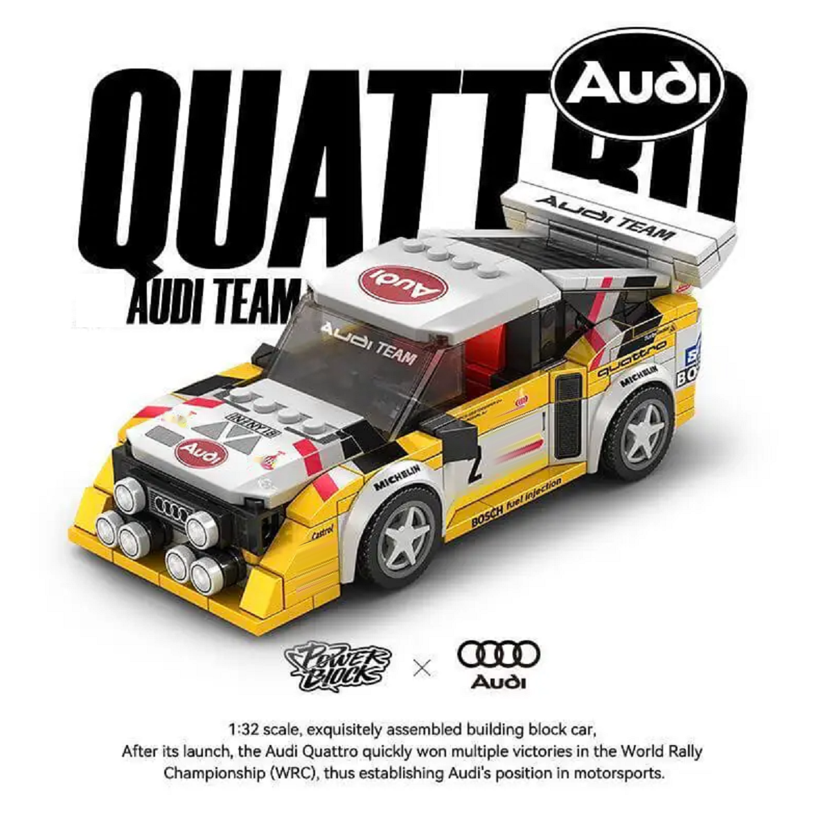 Bole Brick PB8812 Audi Sport Quattro S1 Baustein Set – 3-in-1 Rallye Modell mit 1401 Teilen
