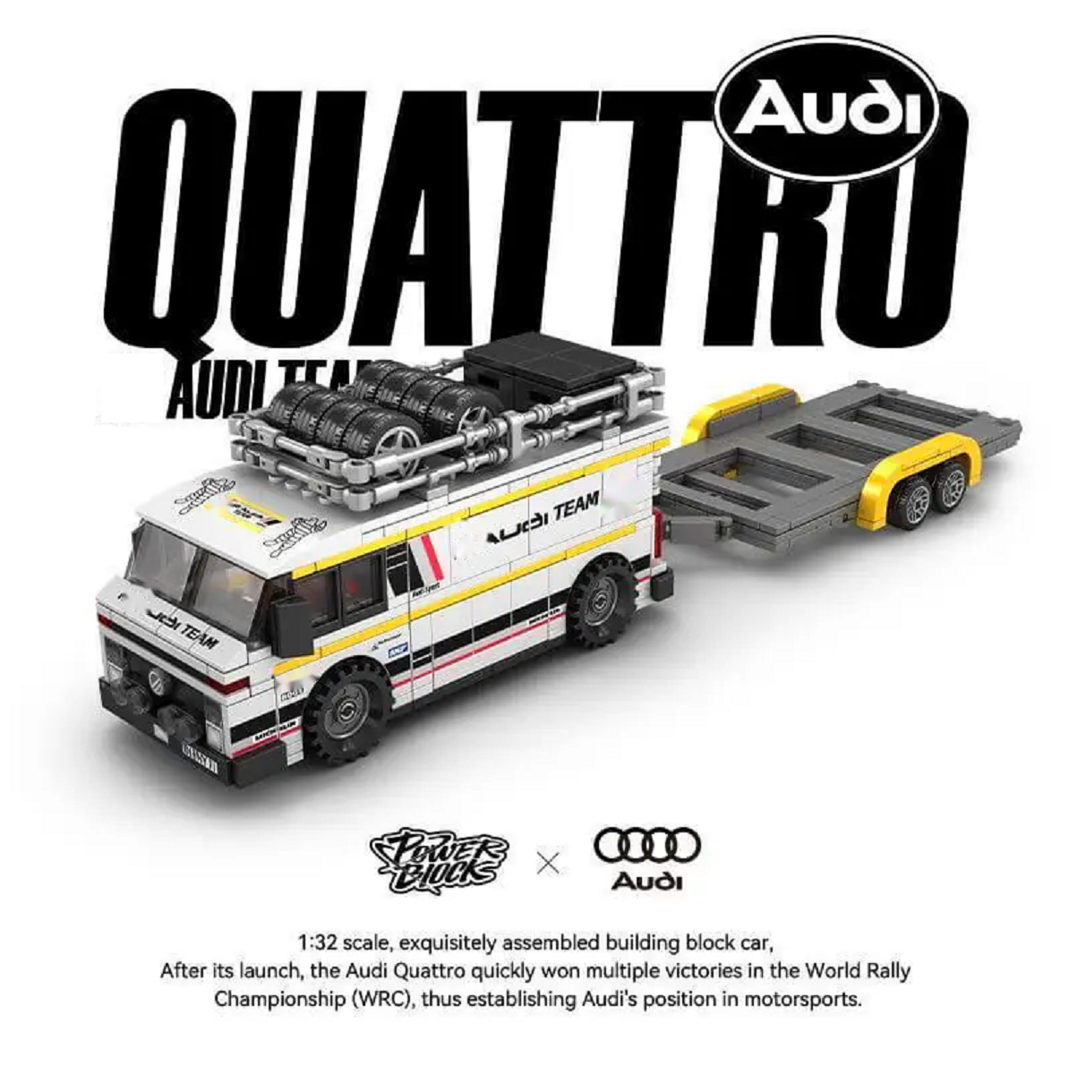 Bole Brick PB8812 Audi Sport Quattro S1 Baustein Set – 3-in-1 Rallye Modell mit 1401 Teilen