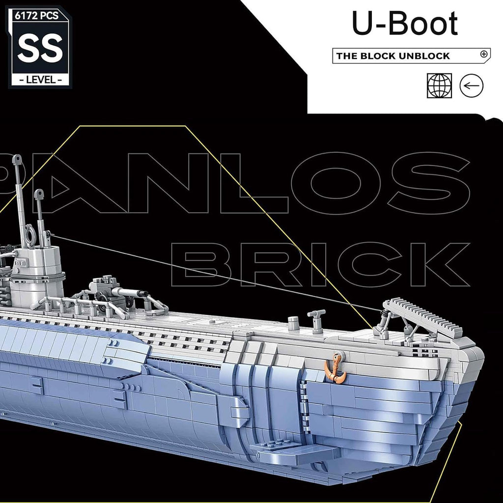 Panlos 628011 VIIC Submarine U-552 Klemmbaustein Set – 6712 Teile U-Boot