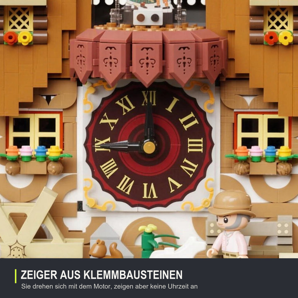 Zifferblatt mit Zeigern aus Klemmbausteinen