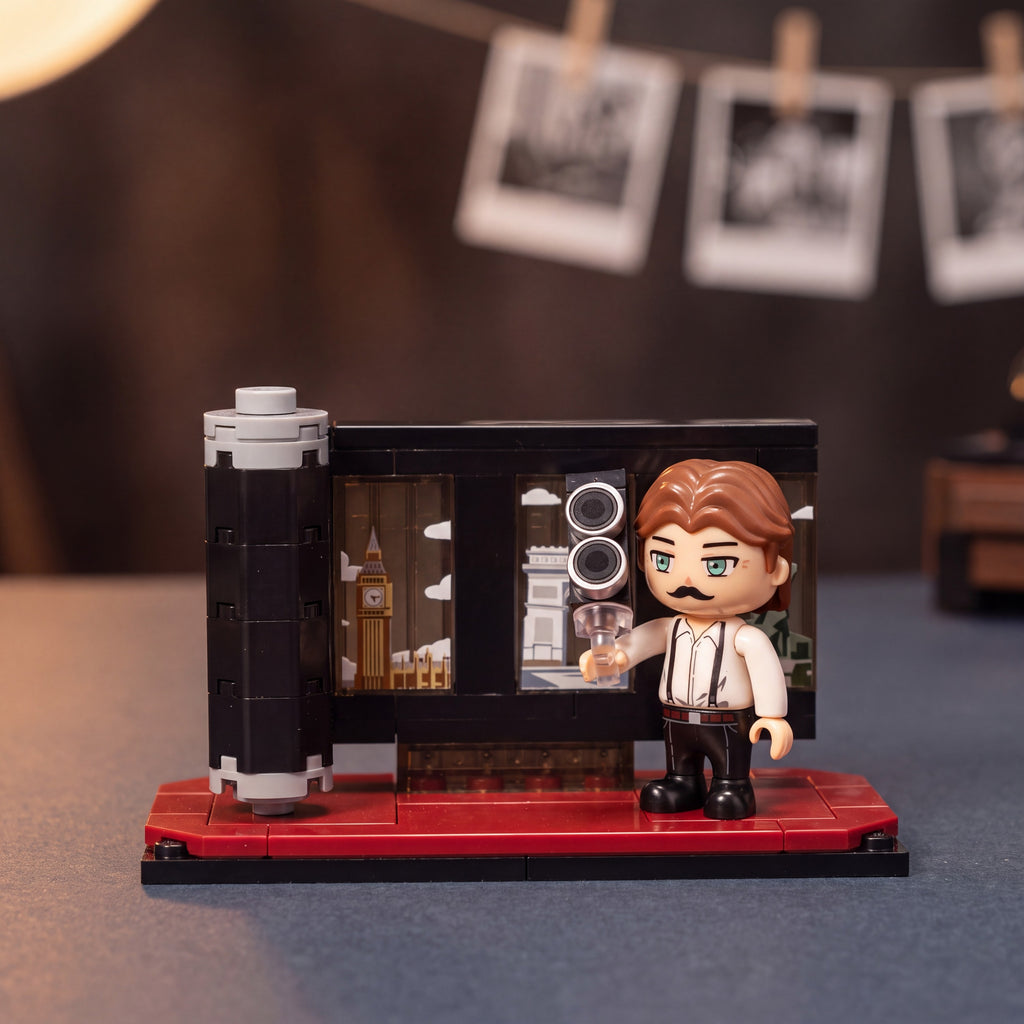 Figurenständer mit Fotograf und Filmstreifen