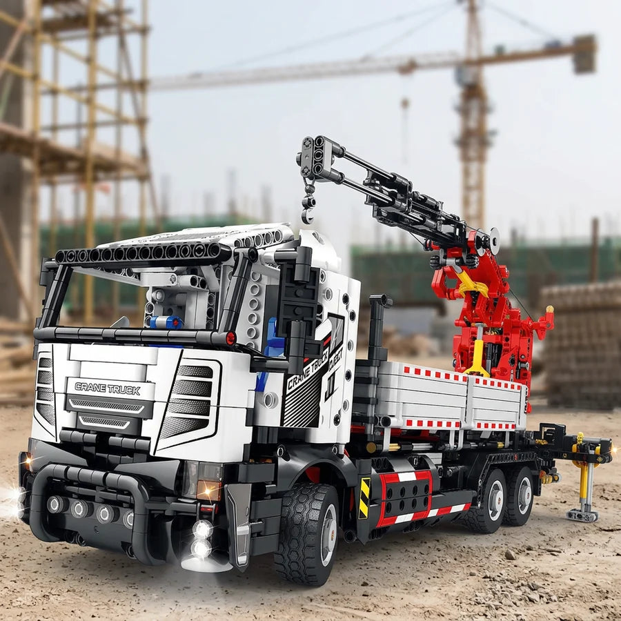 Reobrix 22011 Schwerlast LKW Kran RC Klemmbaustein Set – 2328 Teile Kranwagen mit Fernsteuerung